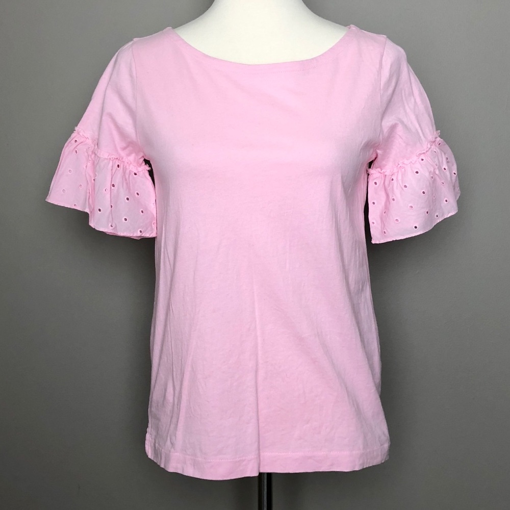 J. Crew tulip sleeve pink t shirt